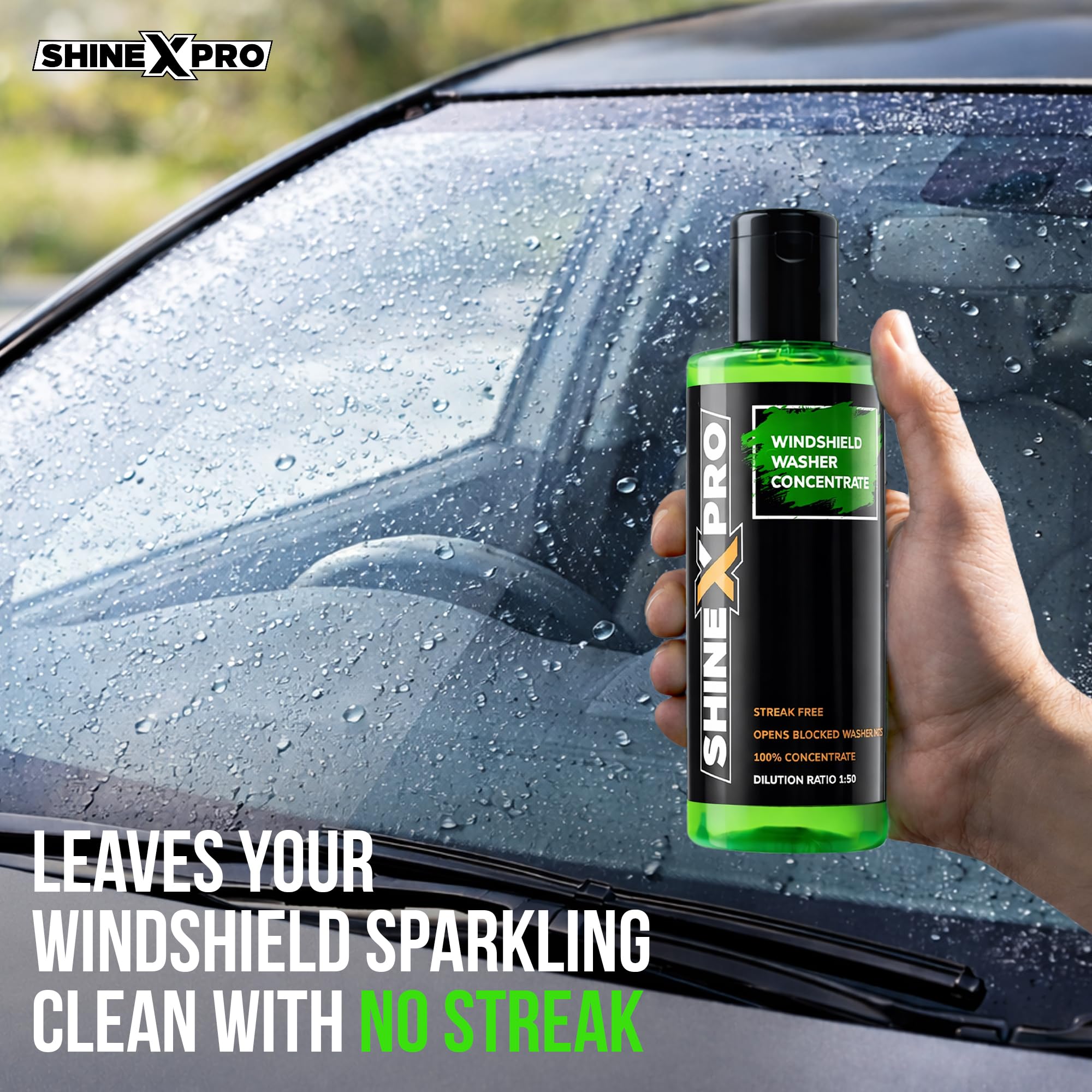 200mL Windshield Washer Fluid For Car - Car Windshield Cleaner Liquid In Concentrate Form (20mL Enough For 1L Tank) - Get A Streak Free Finish With Our Car Wiper Liquid