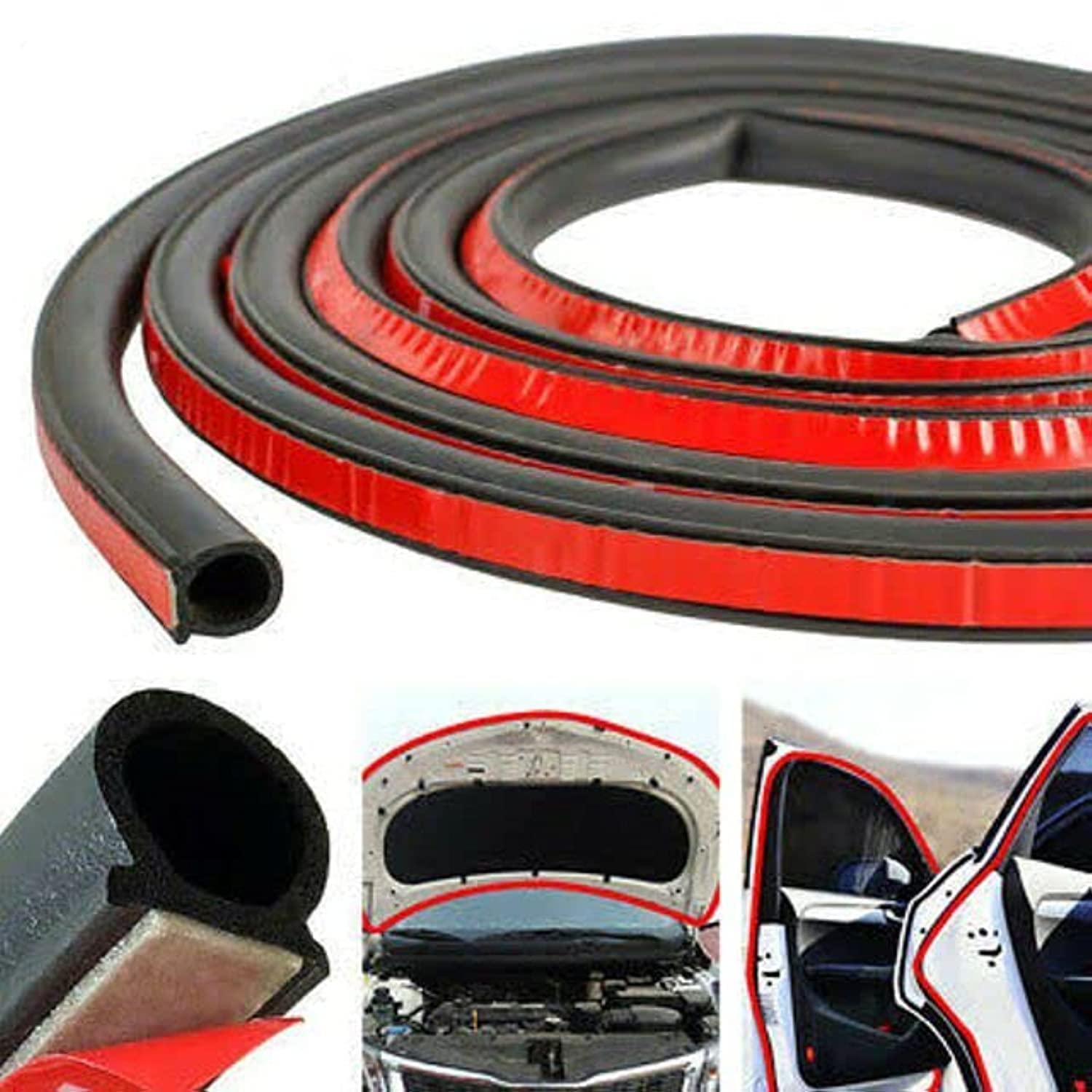 D-Shape Weatherstrip Door Seal 12mmx14mm Automotive Window Door Soundproofing, Car Motor Auto Door Rubber Weather Stripping Hollow Black (4 Meters) (Big 12x14 mm)