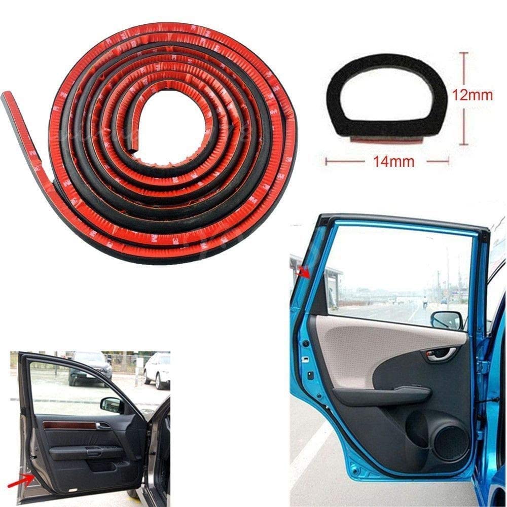 D-Shape Weatherstrip Door Seal 12mmx14mm Automotive Window Door Soundproofing, Car Motor Auto Door Rubber Weather Stripping Hollow Black (4 Meters) (Big 12x14 mm)