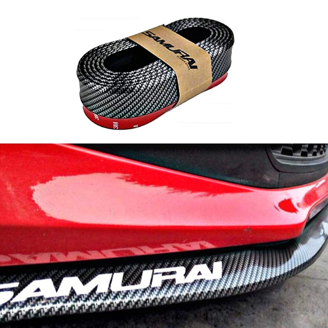 Car Samurai Front Bumper Protector | Black Body Kit Bumper Lip Side Skirt Rubber Compatible with All Cars Set of 1 (2.5 Meter)