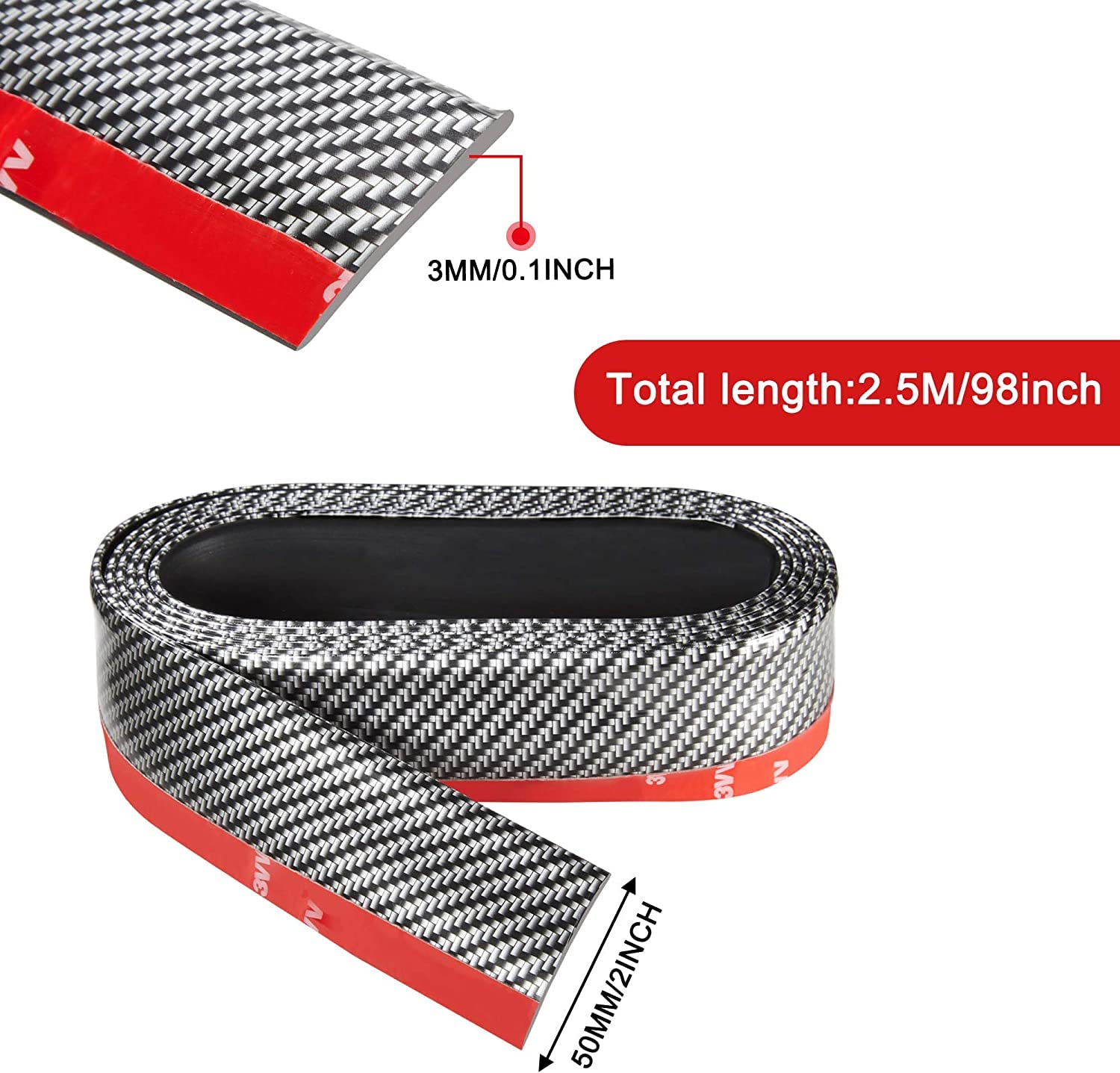 Car Samurai Front Bumper Protector | Black Body Kit Bumper Lip Side Skirt Rubber Compatible with All Cars Set of 1 (2.5 Meter)
