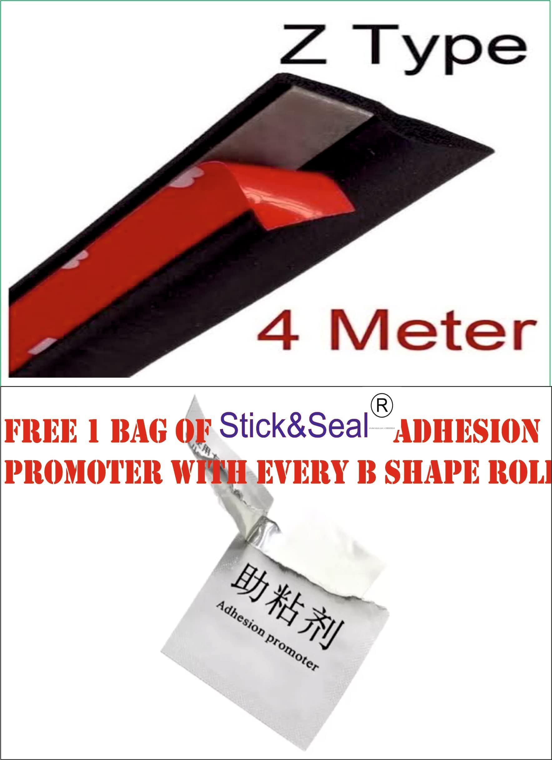 Universal Car Sealing 4Meters Z-Shape Rubber Seal Weather Strip Hollow Door Window Edge Moulding Trim Decorate Weatherstrip (Black) (4 Meters)