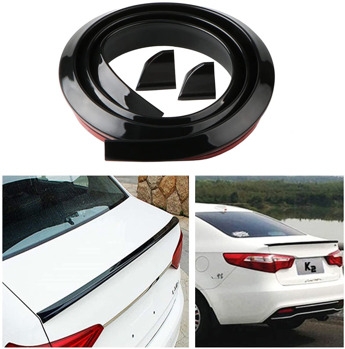 Car Black Rear Spoiler Wing Lip Trunk Lip Dicky Skirt Universal for All Cars - 1.5 Meters x 35mm