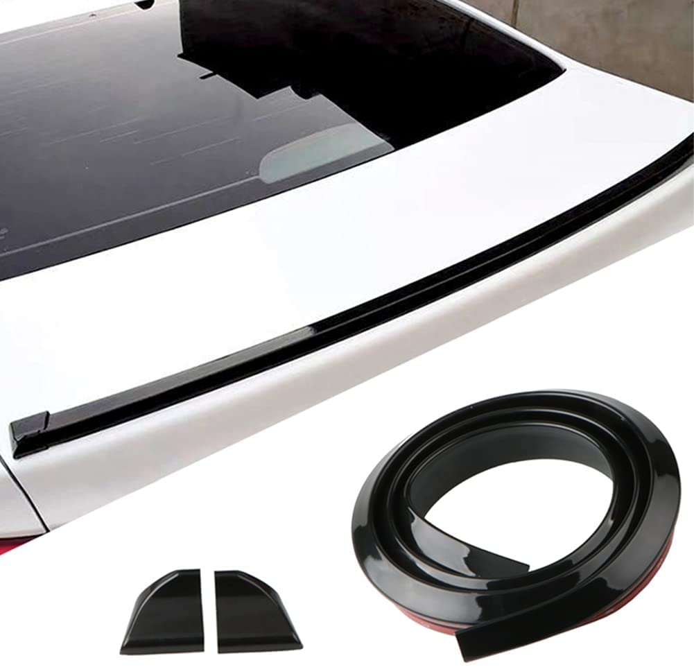 Car Black Rear Spoiler Wing Lip Trunk Lip Dicky Skirt Universal for All Cars - 1.5 Meters x 35mm