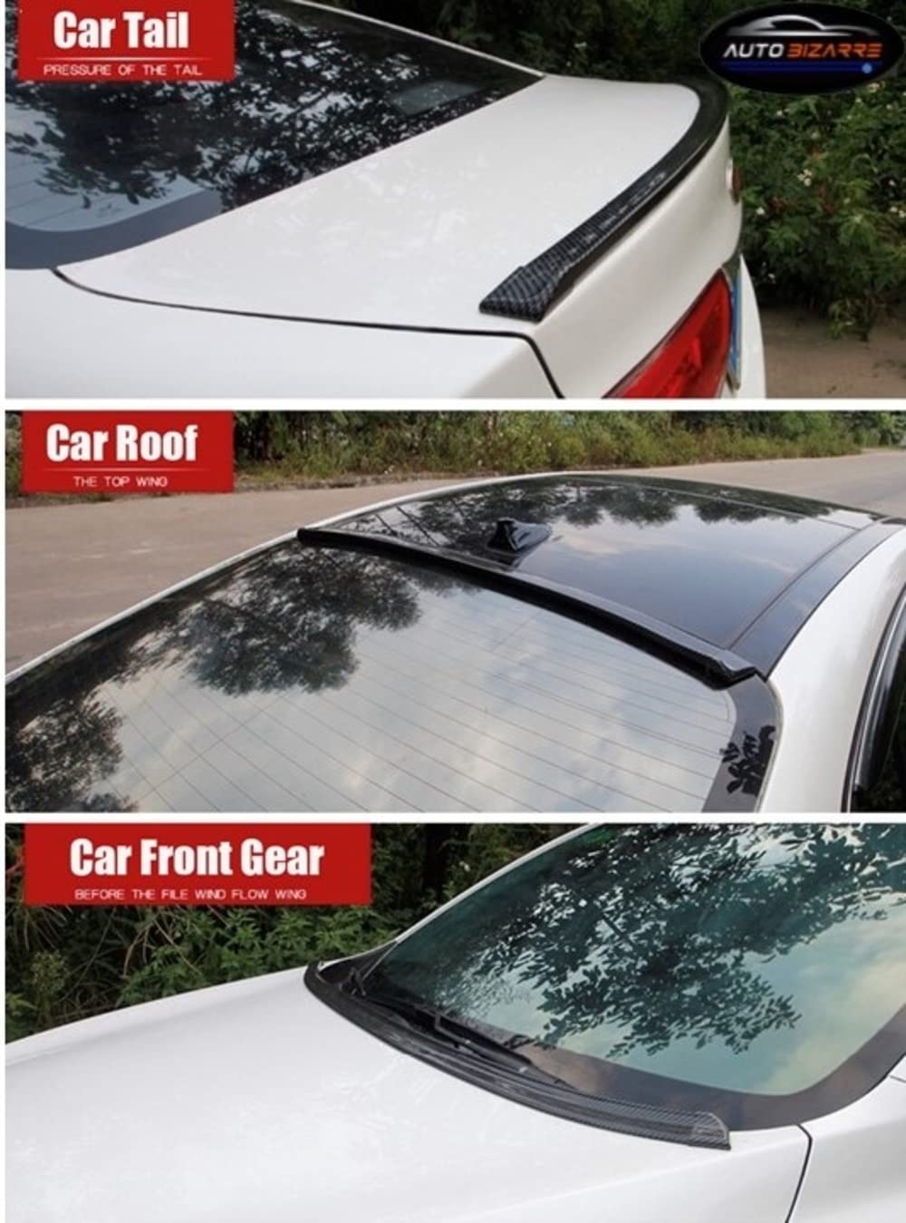 Car Black Rear Spoiler Wing Lip Trunk Lip Dicky Skirt Universal for All Cars - 1.5 Meters x 35mm