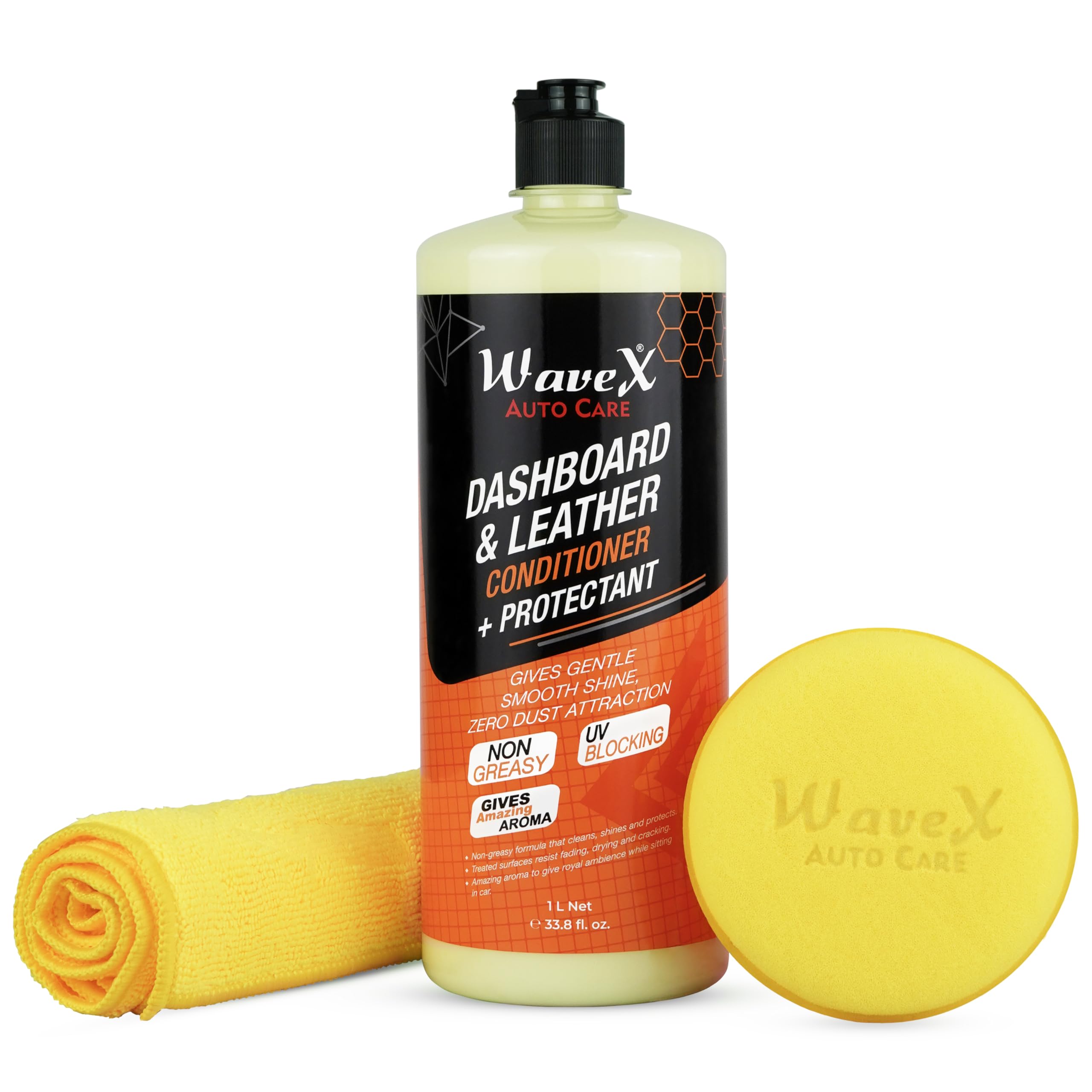 Dashboard Polish and Leather Conditioner + Protectant (1L) Car Dashboard Polish | Car Polish for Interior Plastic, Leather, Vinyl &amp; Rubber | Dashboard Polish that Protects, Shines &amp; Conditions