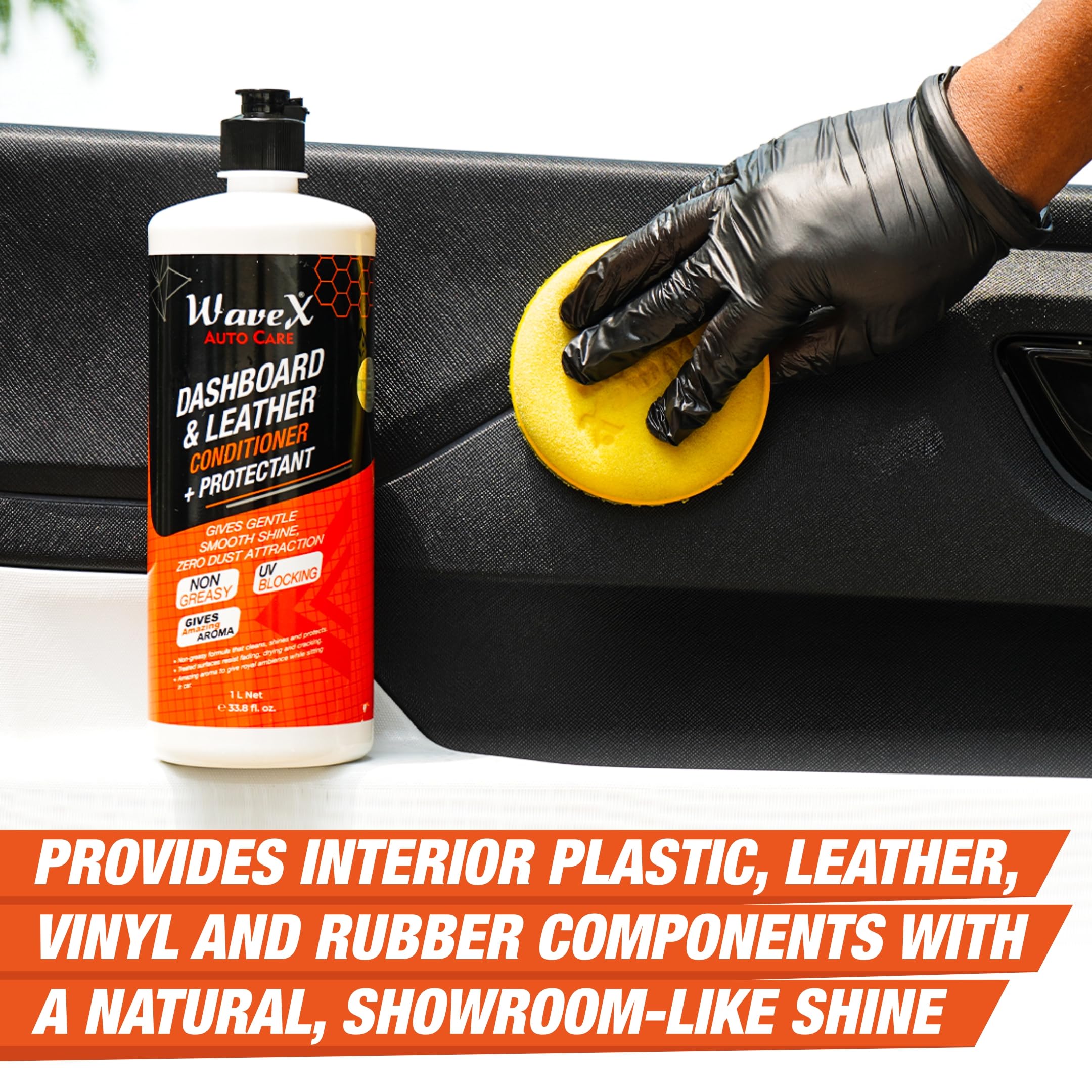 Dashboard Polish and Leather Conditioner + Protectant (1L) Car Dashboard Polish | Car Polish for Interior Plastic, Leather, Vinyl &amp; Rubber | Dashboard Polish that Protects, Shines &amp; Conditions