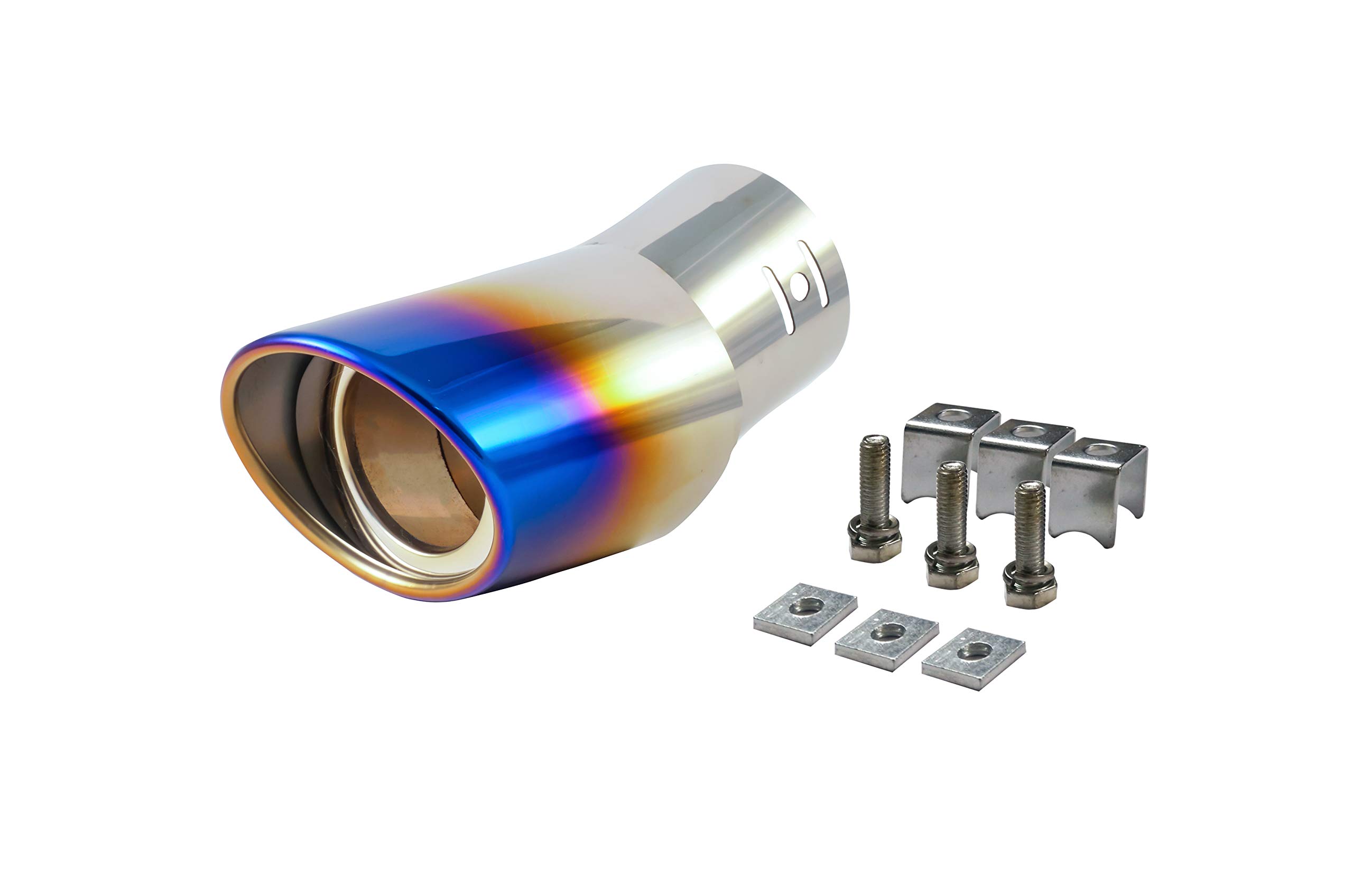 Car Bent Burnt Oval Exhaust Tail Muffler Tip Show Pipe 60mm, Curved Oval, Stainless Steel