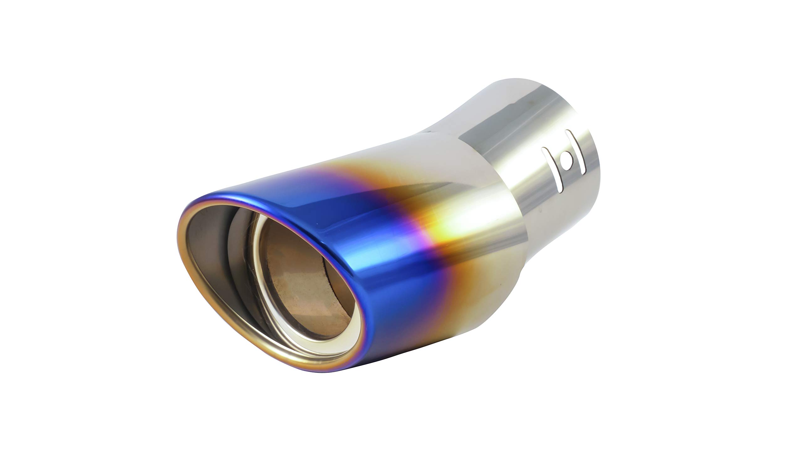 Car Bent Burnt Oval Exhaust Tail Muffler Tip Show Pipe 60mm, Curved Oval, Stainless Steel