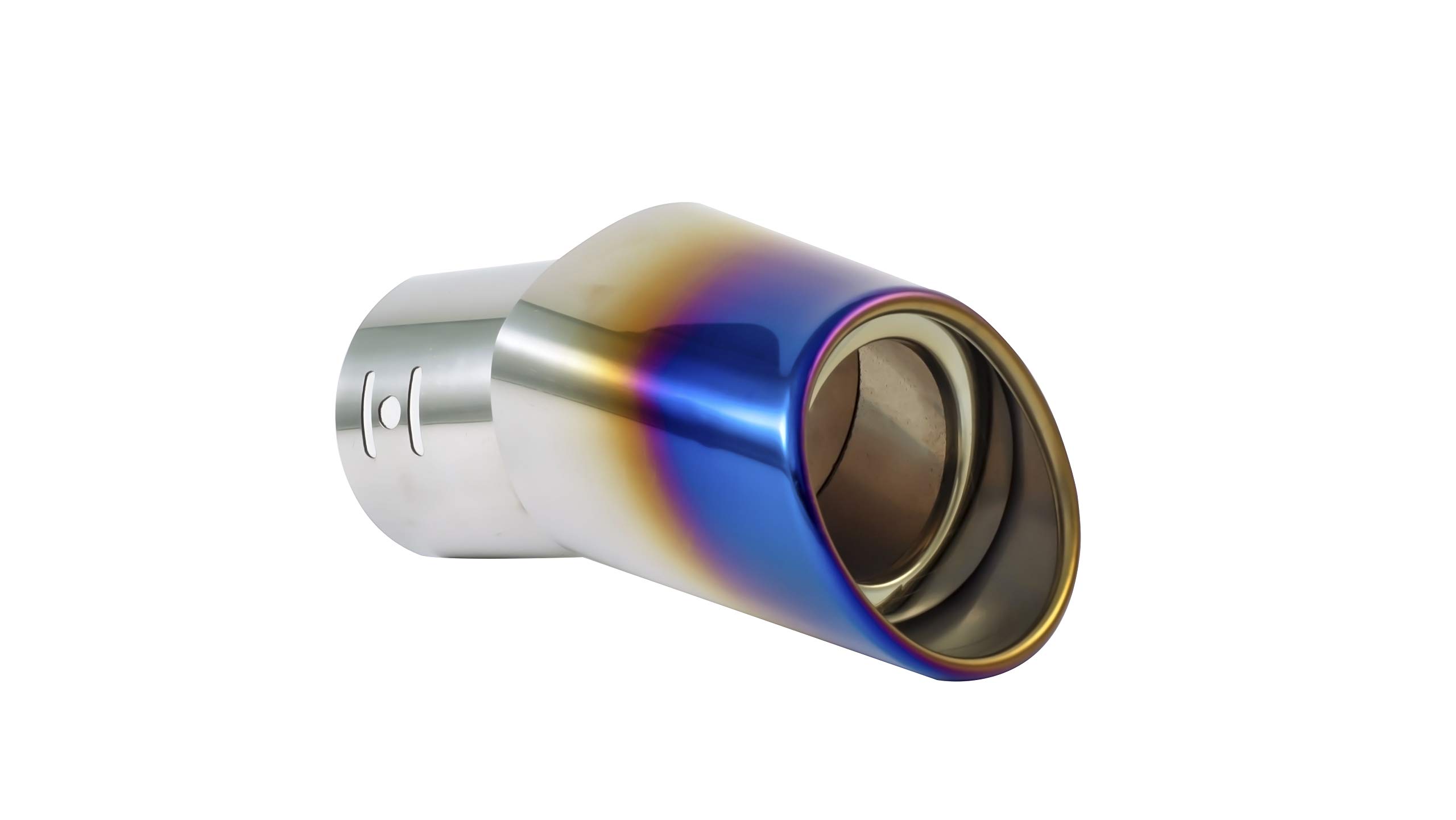 Car Bent Burnt Oval Exhaust Tail Muffler Tip Show Pipe 60mm, Curved Oval, Stainless Steel