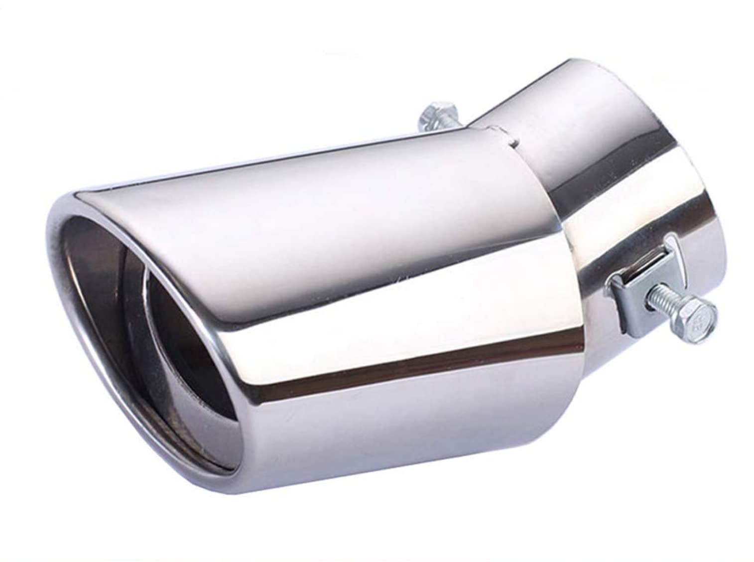Car Bent Burnt Oval Exhaust Tail Muffler Tip Show Pipe 60mm, Curved Oval, Stainless Steel