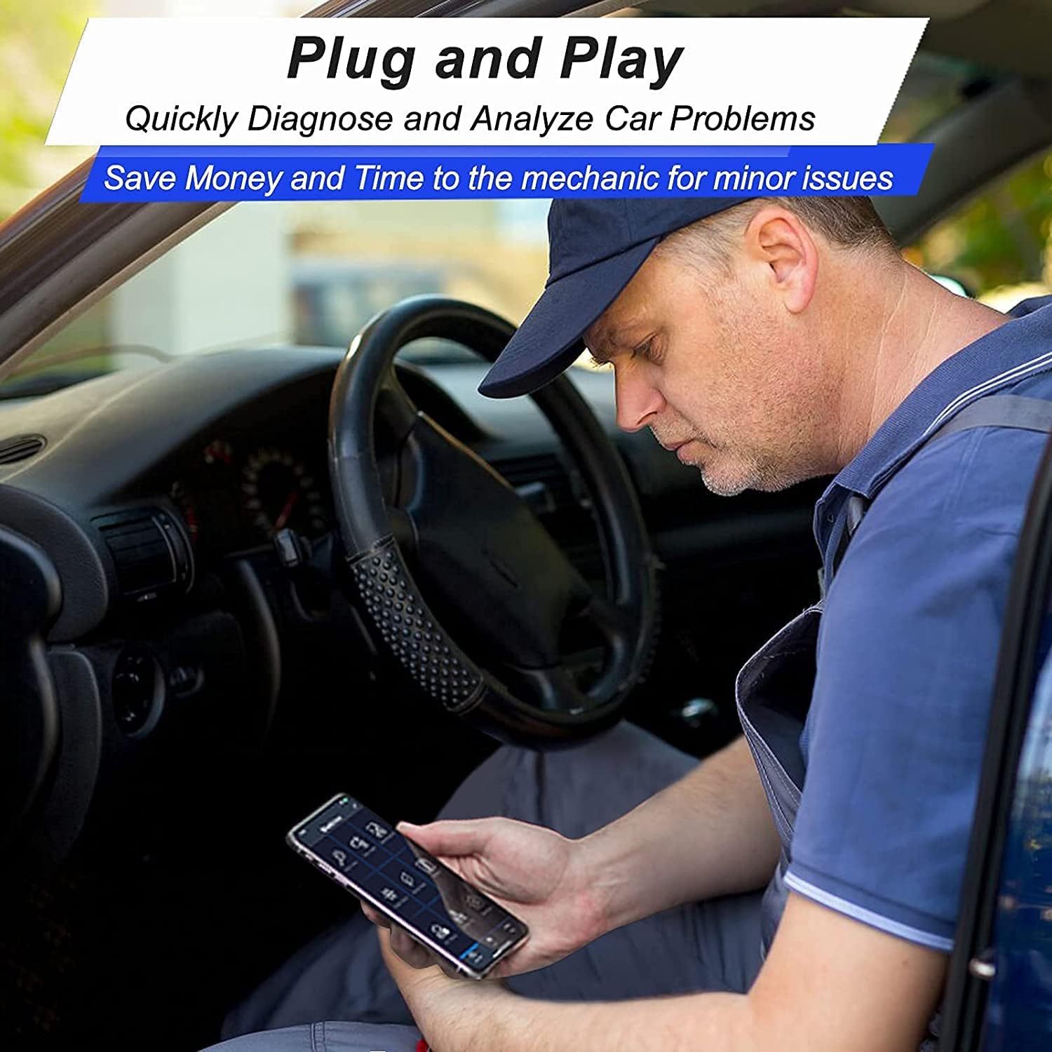 MODAXE Bluetooth OBD II ELM327 Scanner Code Reader V2.1 - Vehicle Diagnostic Tool for OBDII Protocols - Compatible with Android &amp; iOS Devices - Smart Vehicle Health Monitor