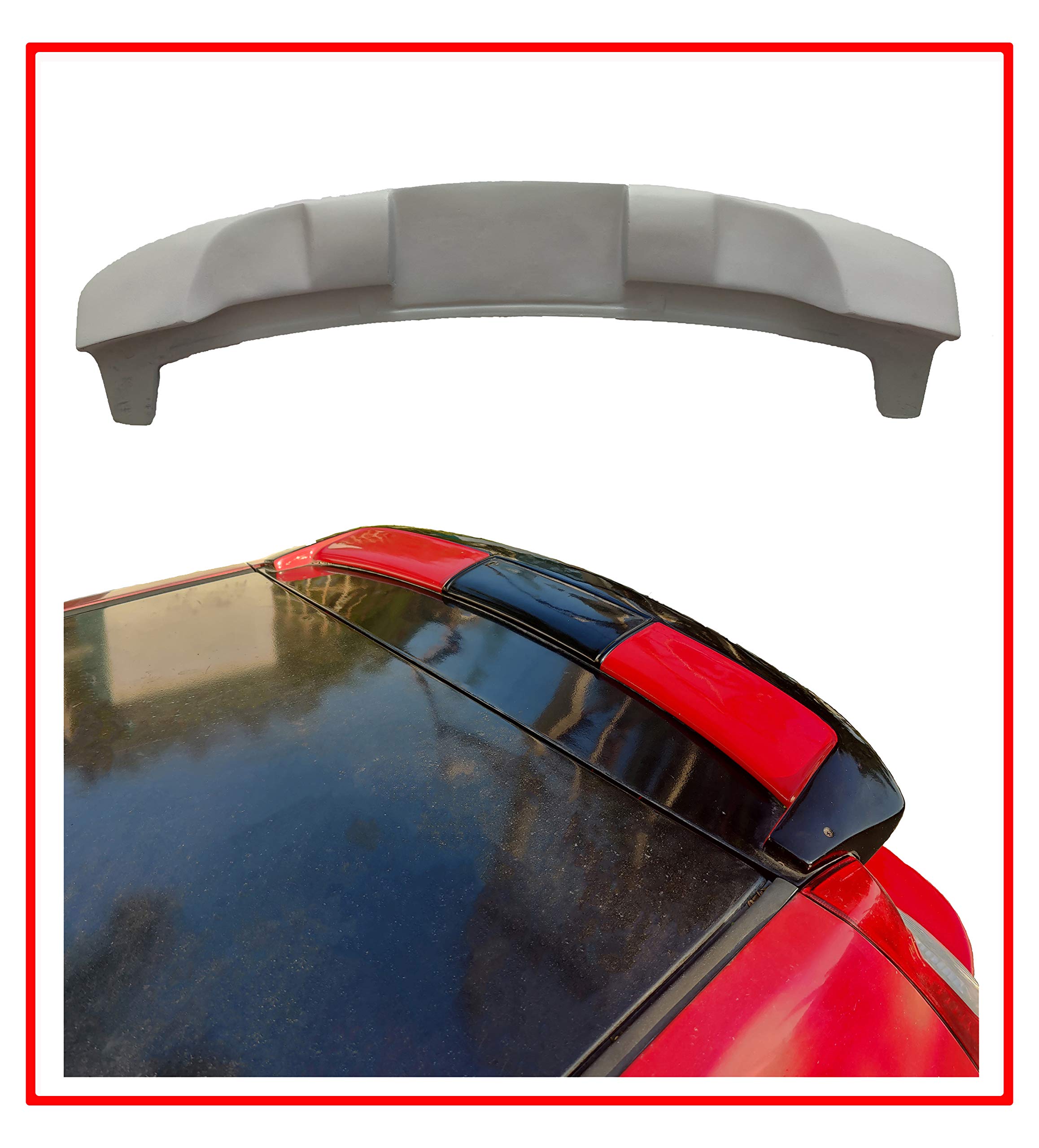 Light Weight Car Rear Trunk Spoiler Compatible with Ford Figo. Semi-Finished Car Spoiler Ford Figo (2010 to 2014) (Unpainted Grey)