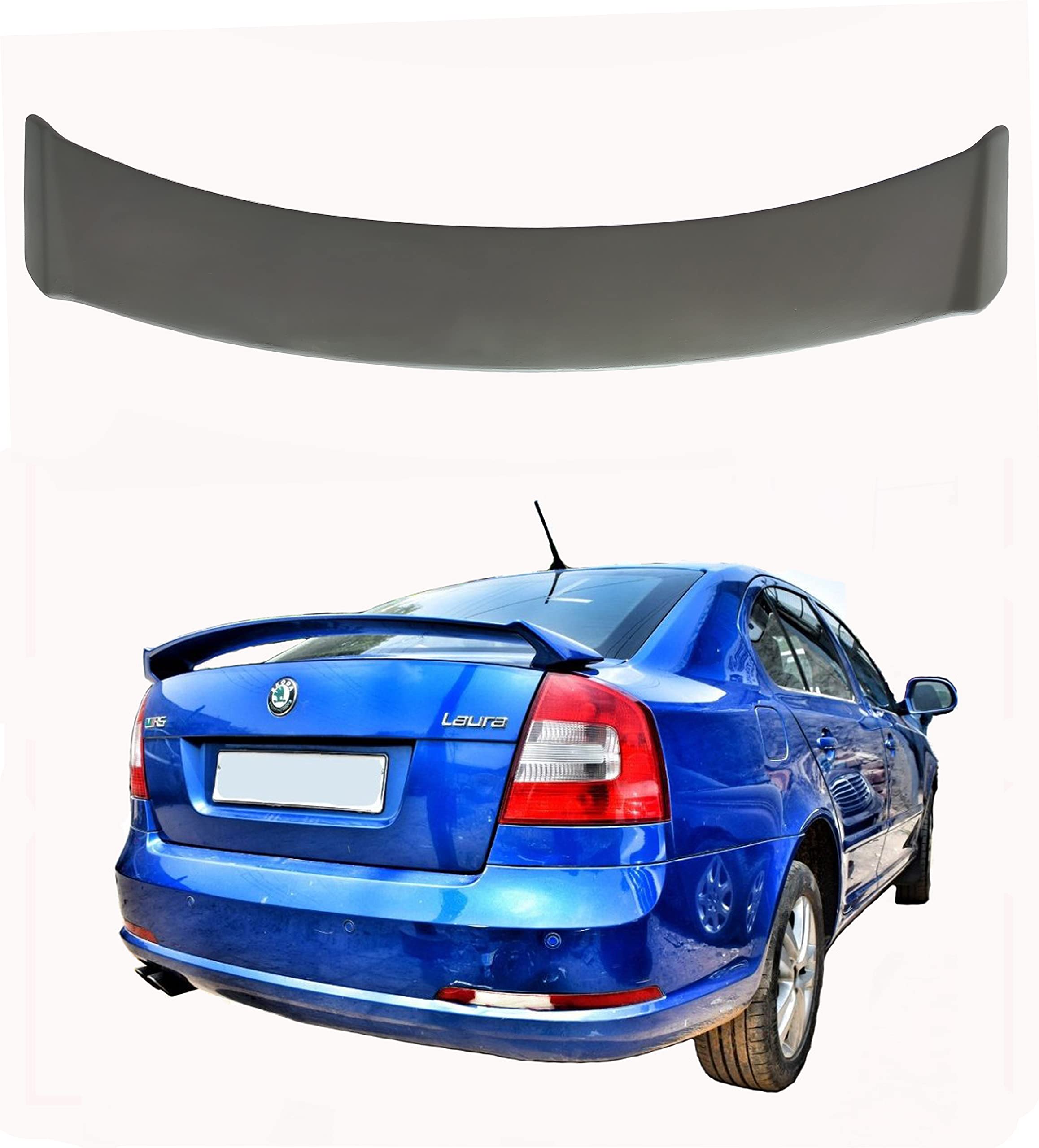 Car Spoiler Compatible with Skoda Laura (Unpainted - Ps Grey Color) Car Spoiler with Light Weight Fiber Reinforced Plastic (FRP) Drilling Required.
