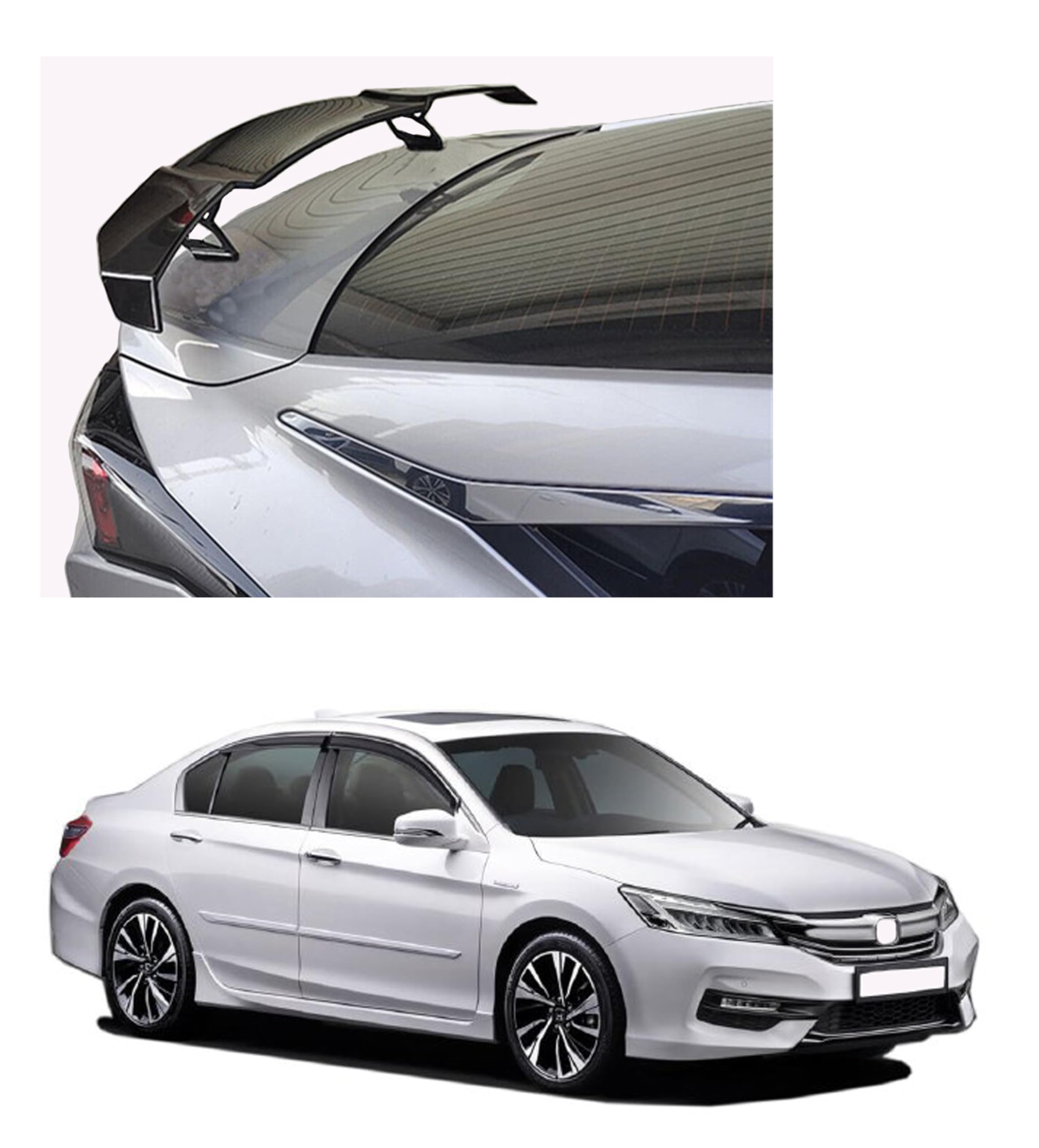 GT Type Sportz Spoiler Semi-Finished (Unpainted Grey) Car Spoiler Fiber Reinforced Plastic (FRP) Compatible with Accord Cars