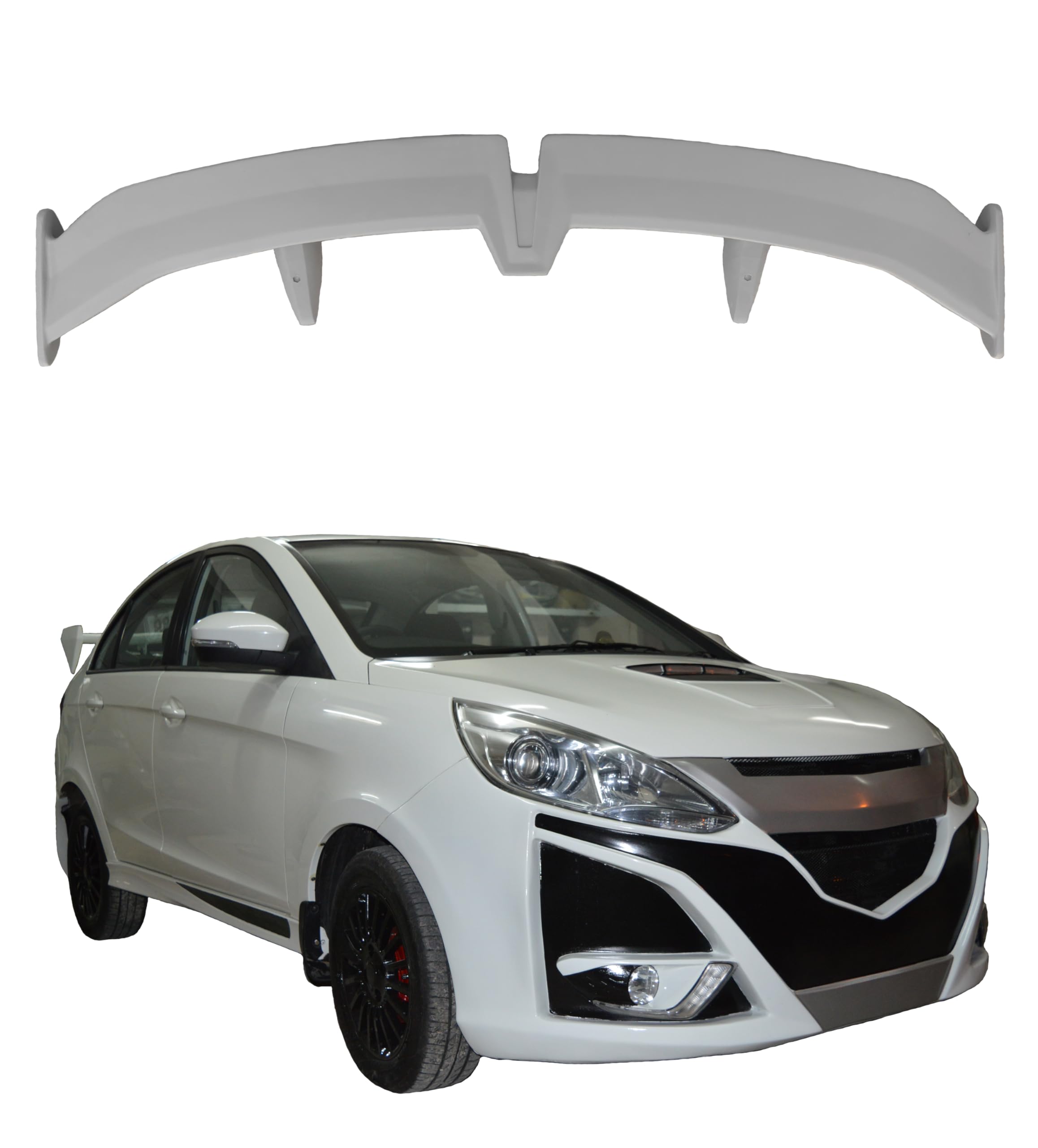 Car Spoiler Compatible for Curvv | BE 6 | BE 9| Tigor | Zest | Tiago | Octavia | Swift Dzire | Ciaz | Lancer | Cedia | Aspire | Semi-Finished - Unpainted (FRP) Spoiler