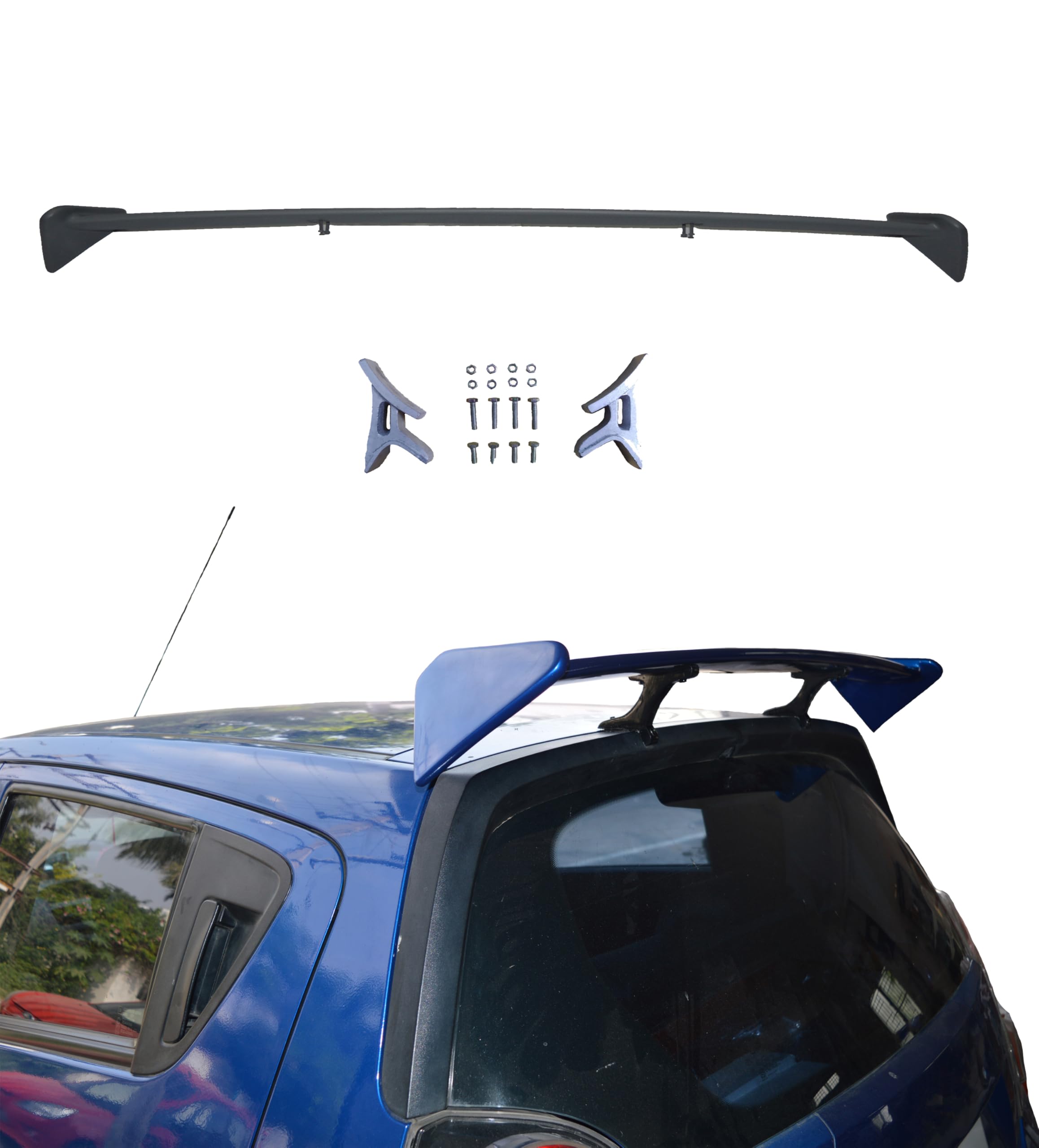 Car Spoiler Compatible to Beat-Celerio-I20-Elite-Ertiga Semi-Finished (Unpainted) Fiber Reinforced Plastic (FRP)