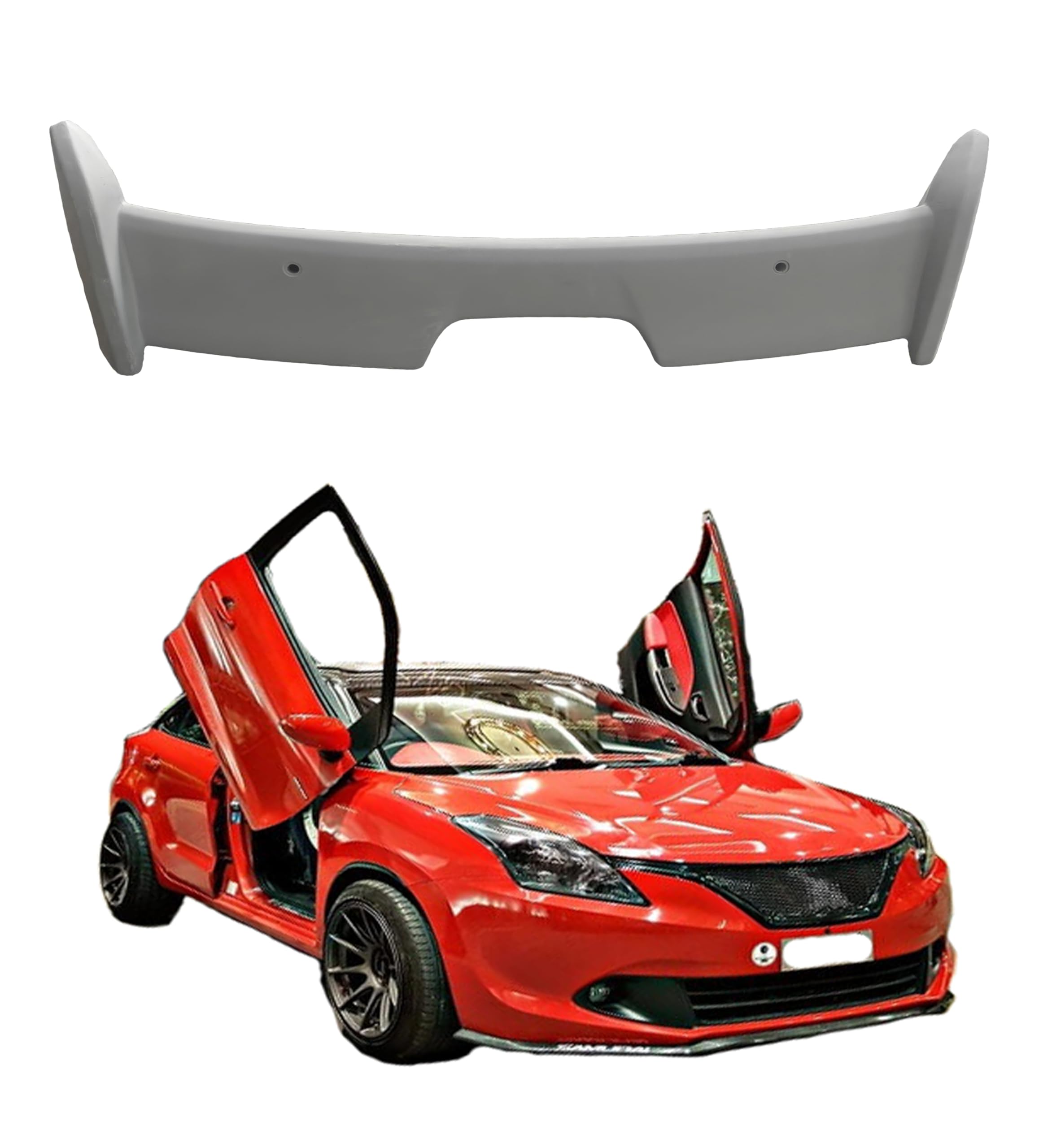 Car Spoiler Compatible for Baleno | Figo | Glanza | Punch | Polo | Benz | Semi-Finished - Unpainted (FRP) Baleno car Spoiler