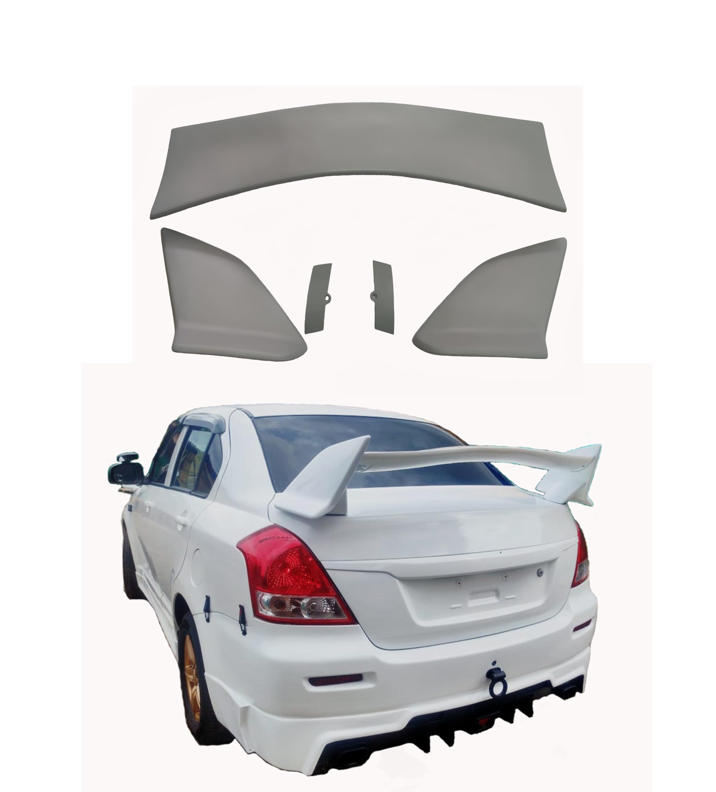 Car Spoiler Compatible to Zest-Swift Dzire Semi-Finished (Unpainted) Fiber Reinforced Plastic (FRP)