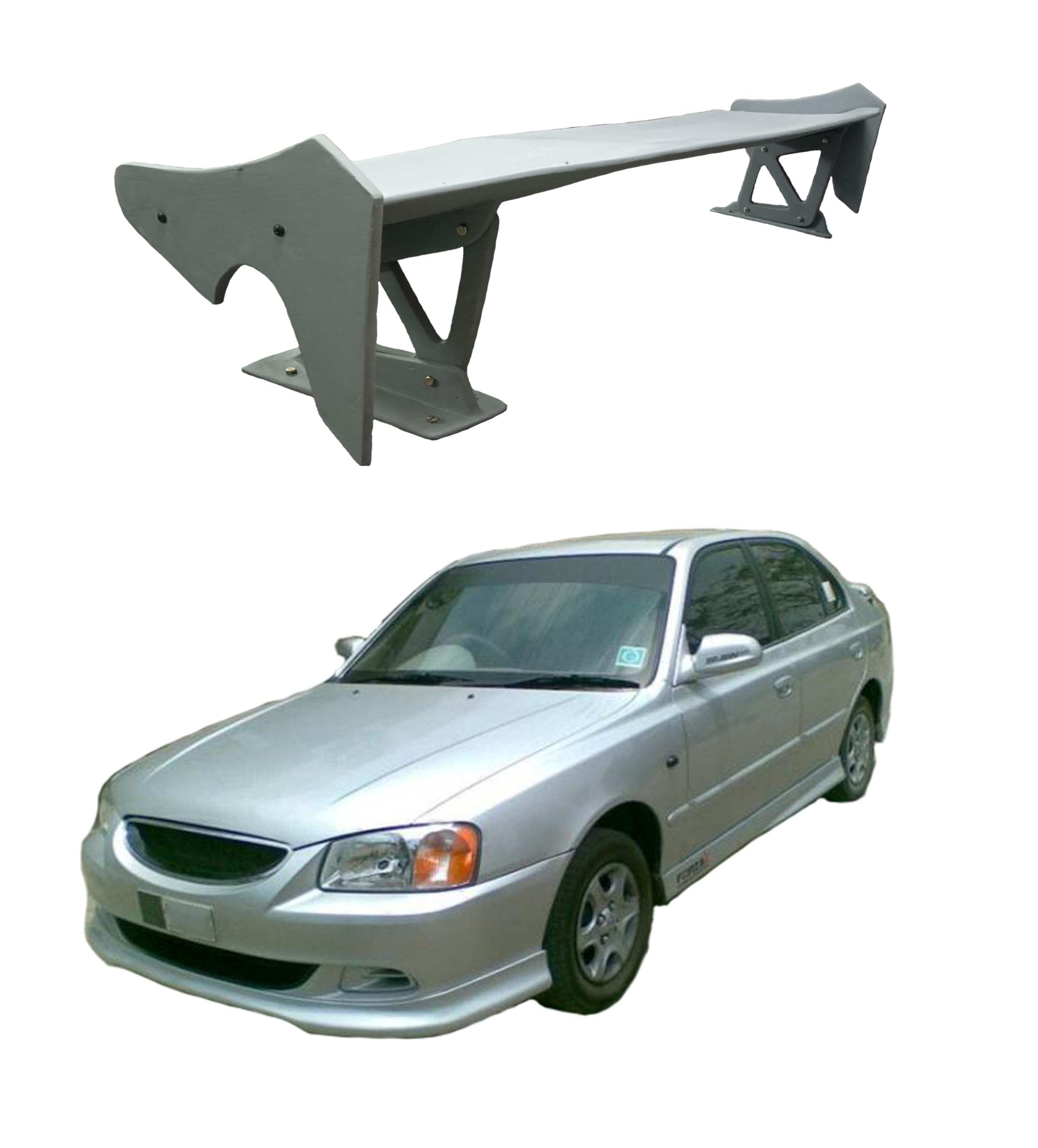 Car Spoiler Compatible to Accent-axcent Semi-Finished (Unpainted) Fiber Reinforced Plastic (FRP) | New Year Gift for Car Lover | Spoiler for car Lovers.