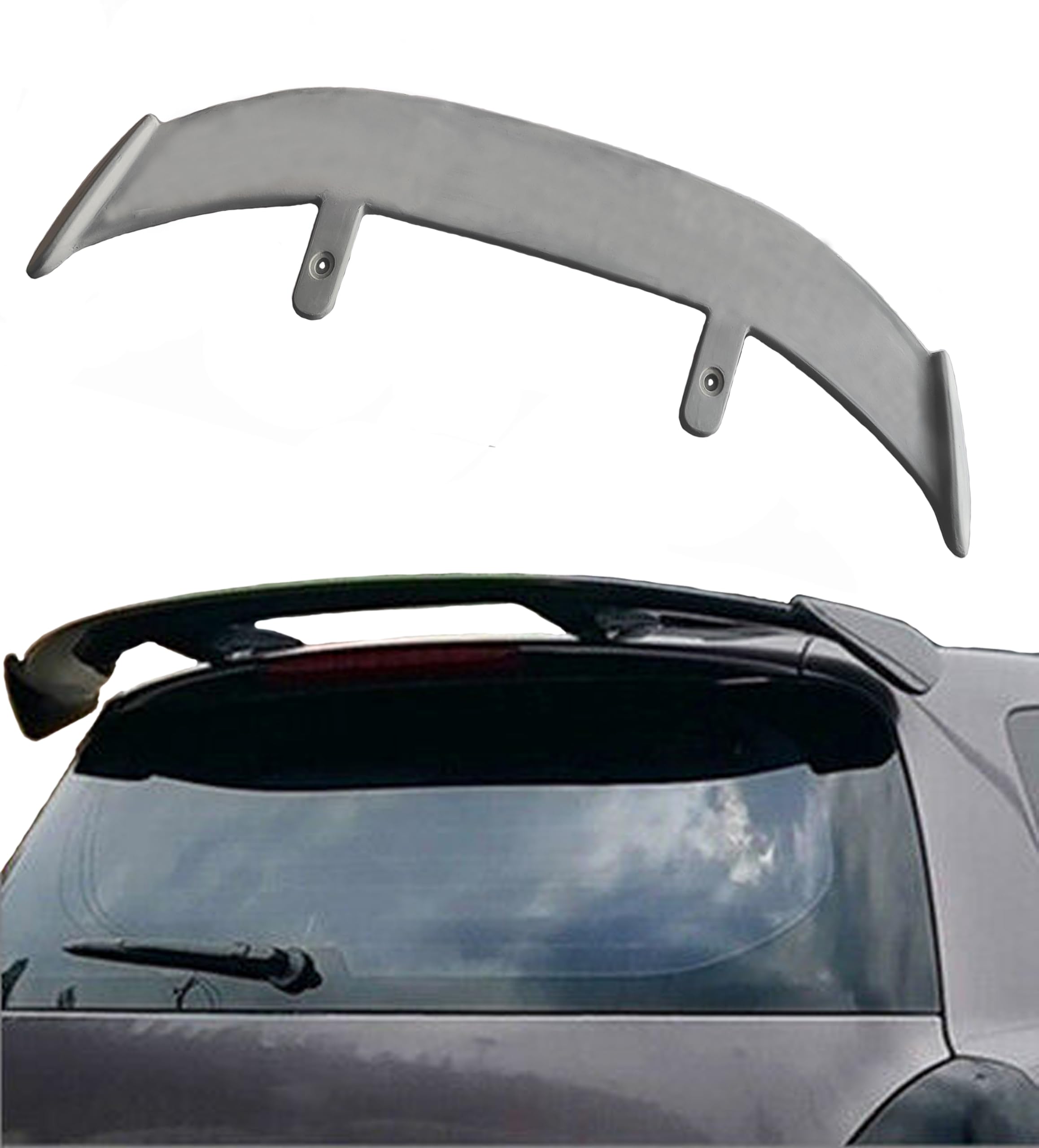 GT Type Sportz Spoiler Semi-Finished (Unpainted Grey) Car Spoiler Fiber Reinforced Plastic (FRP) Compatible with I 10 Grand