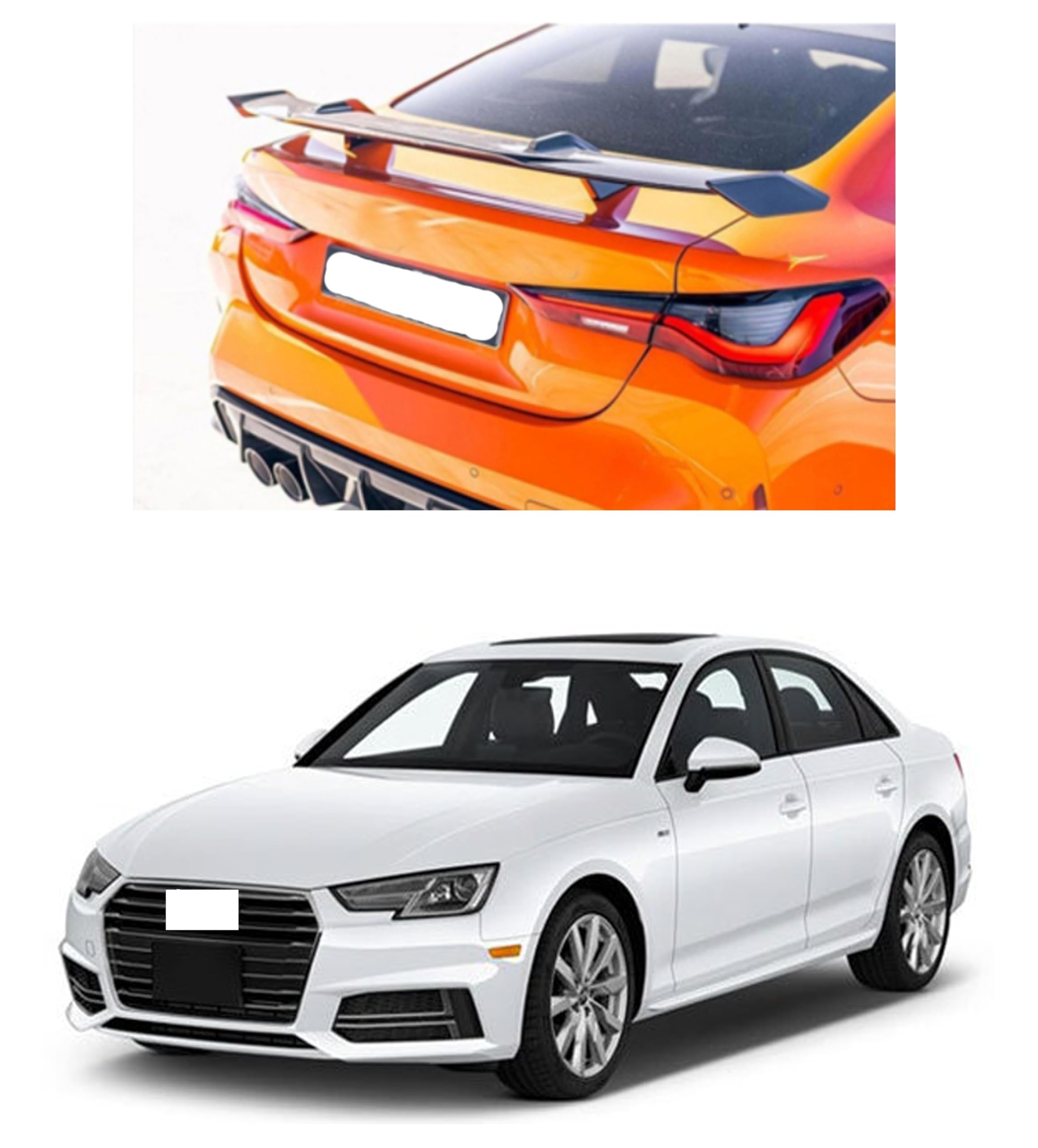 GT Type Sportz Spoiler Semi-Finished (Unpainted Grey) Car Spoiler Fiber Reinforced Plastic (FRP) Compatible with Audi Cars