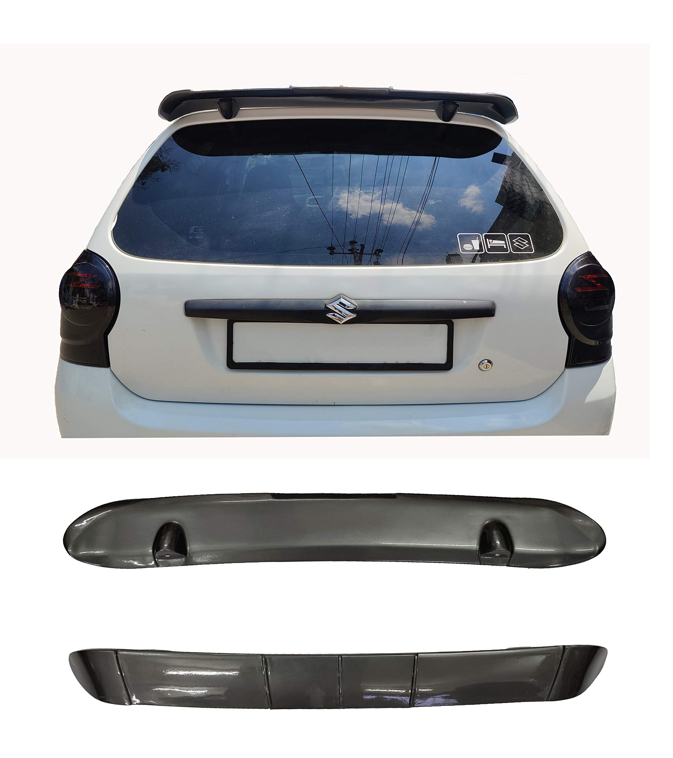 Light Weight Car Rear Spoiler Compatible with Alto K10. Semi-Finished Car Spoiler Alto (Unpainted Grey)