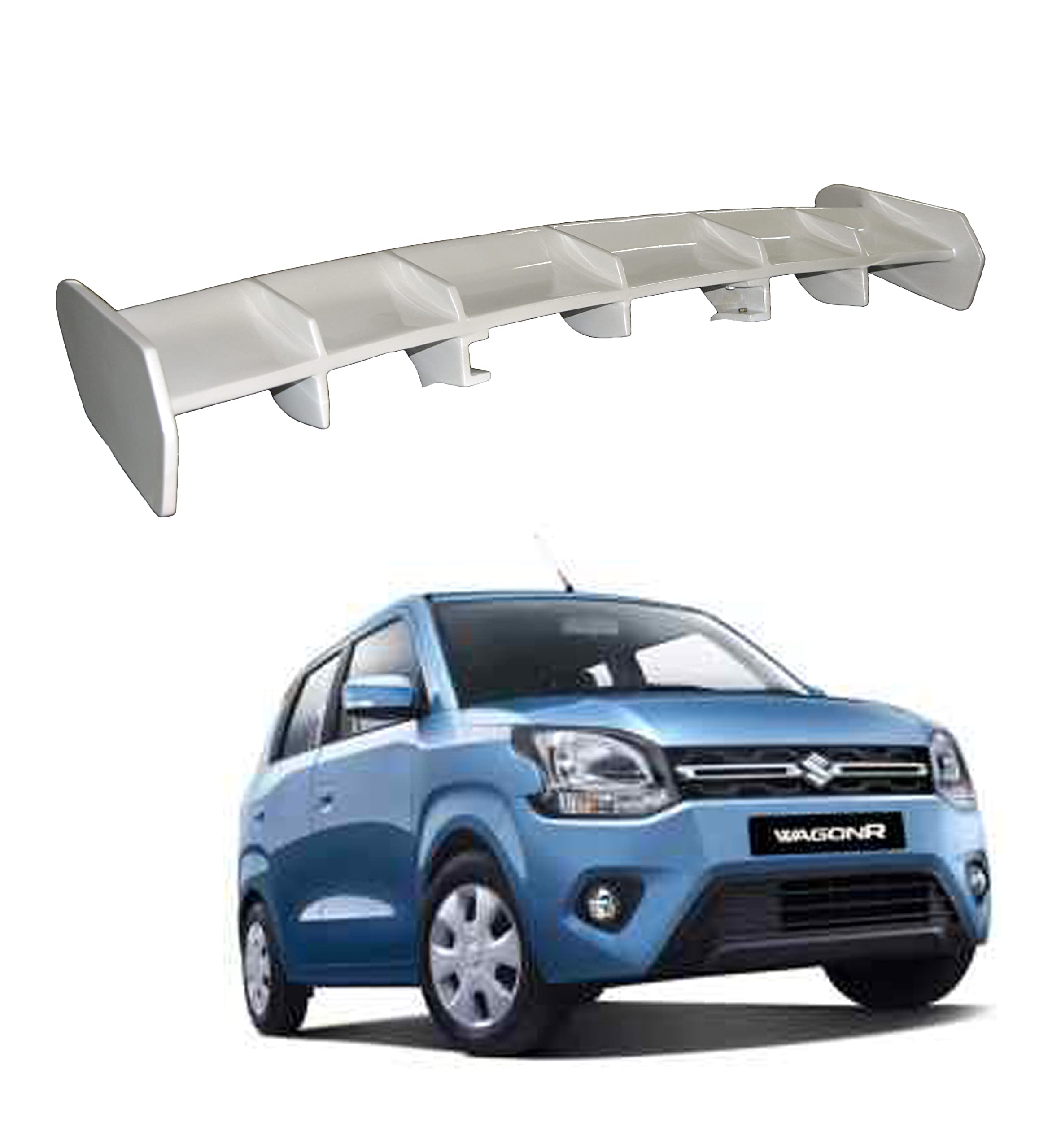 Car Spoiler Compatible with Maruti WagenR (Unpainted - Ps Grey Color) Car Spoiler with Light Weight Fiber Reinforced Plastic (FRP) Drilling Required.