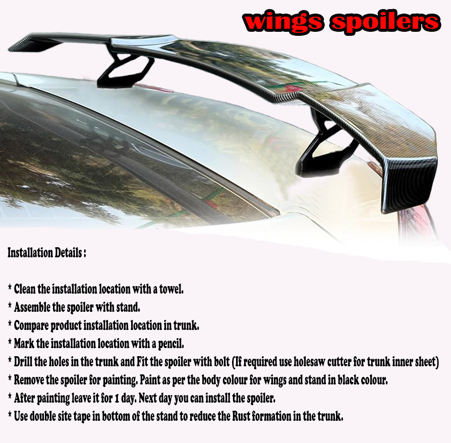 GT Type Sportz Spoiler Semi-Finished (Unpainted Grey) Car Spoiler Fiber Reinforced Plastic (FRP) Compatible with Aspire Cars
