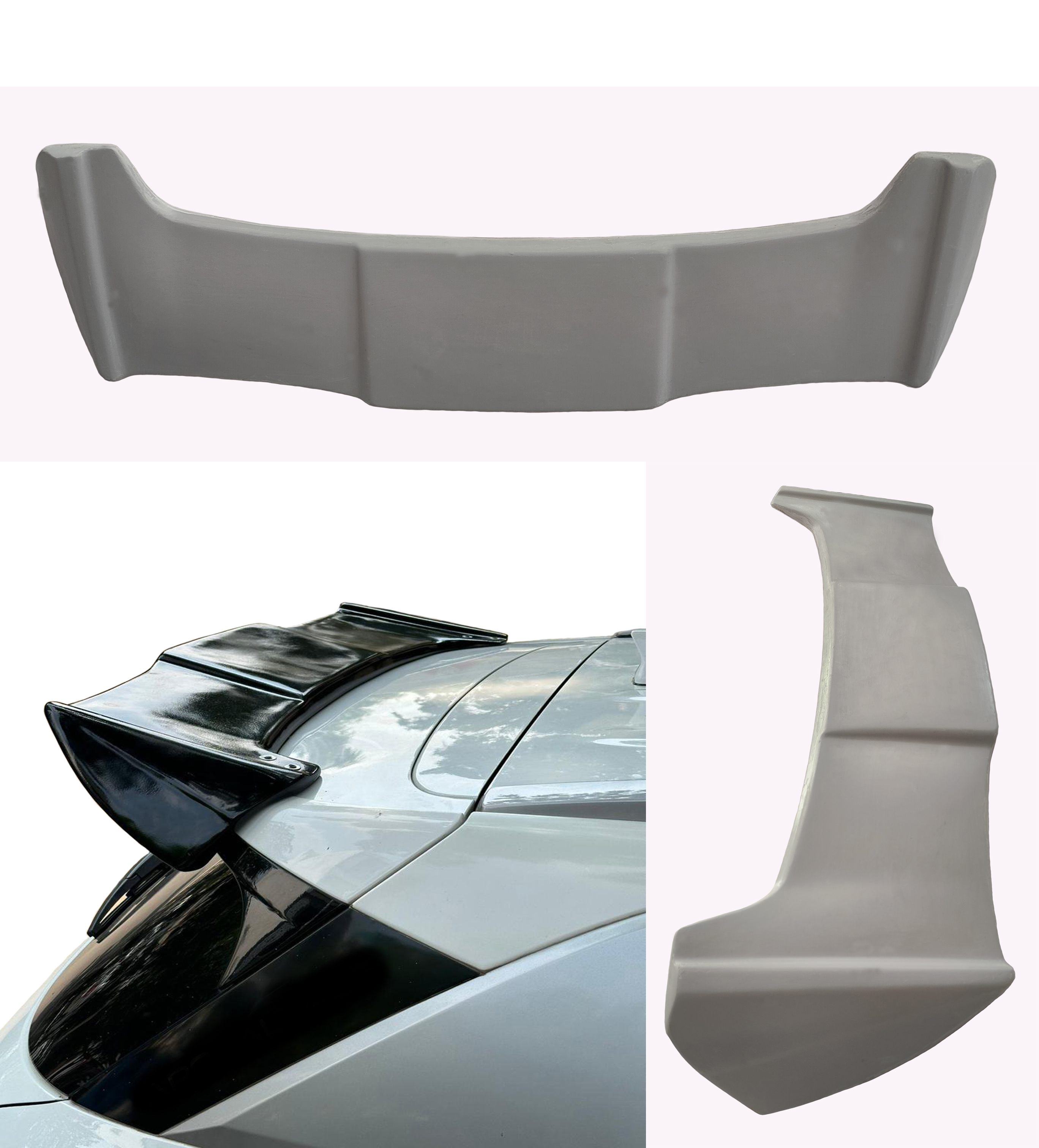 GT Type Sportz Spoiler Semi-Finished (Unpainted Grey) Car Spoiler Fiber Reinforced Plastic (FRP) Compatible with SELTOS